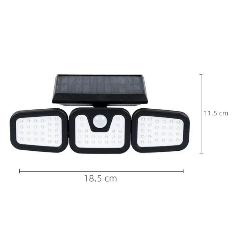 Refletor Led Solar 3 Cabeças Giratoria Sensor de movimento