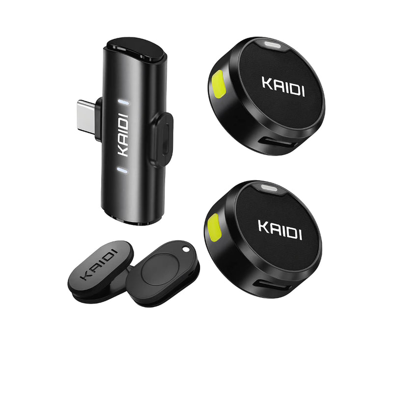 Microfone de Lapela Sem Fio KAIDI KMF4-C – Tipo-C Magnético e Alta Qualidade de Som Bateria Longa